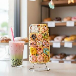 Colorful Donut-Themed Decoden Phone Case